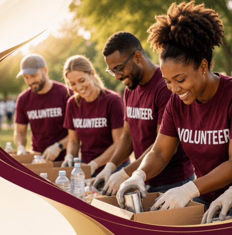 Volunteers working together in the community